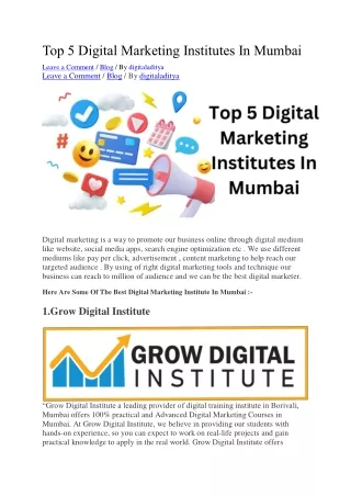 Top 5 Digital Marketing Institutes In Mumbai Aditya