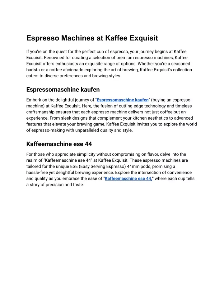 espresso machines at kaffee exquisit