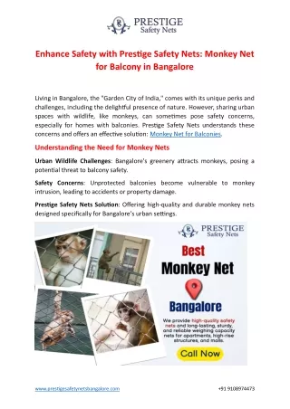 Monkey Net for Balcony in Bangalore