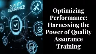 Quality Assurance of Training