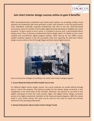 Join short interior design courses online to gain 4 benefits