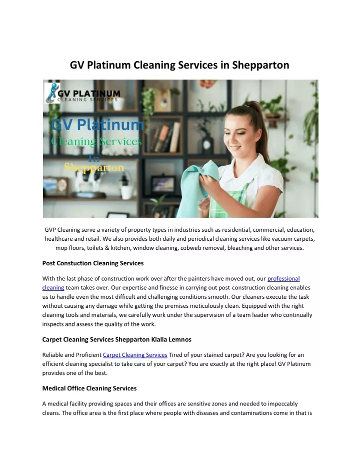 gv platinum cleaning services in shepparton
