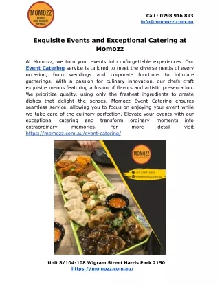 Exquisite Events and Exceptional Catering at Momozz