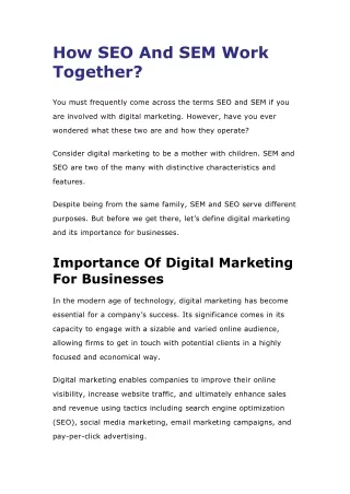 how seo and sem work together