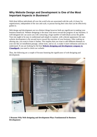 why website design and development
