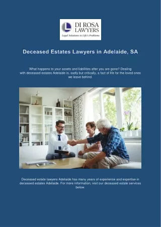 Deceased Estates Lawyers in Adelaide