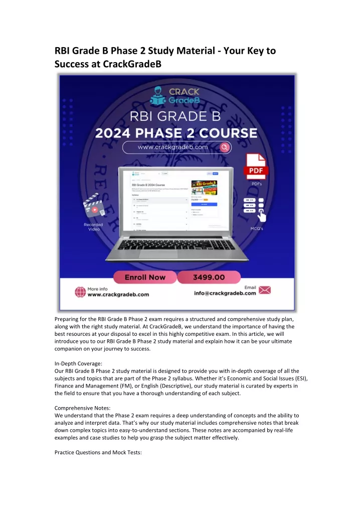 PPT - RBI Grade B Phase 2 Study Material - Your Key To Success At ...