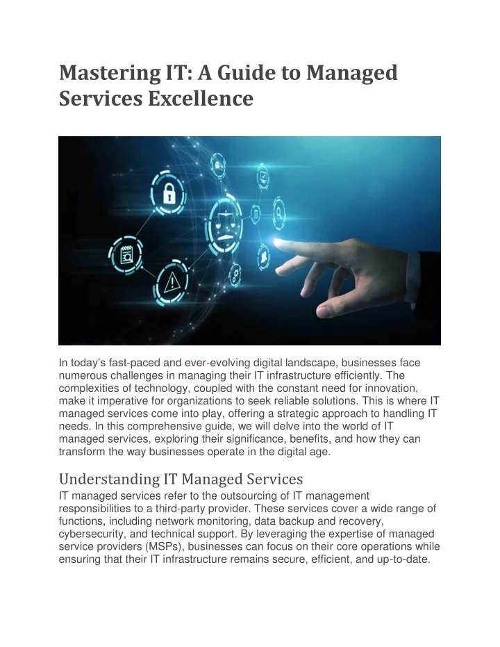 mastering it a guide to managed services