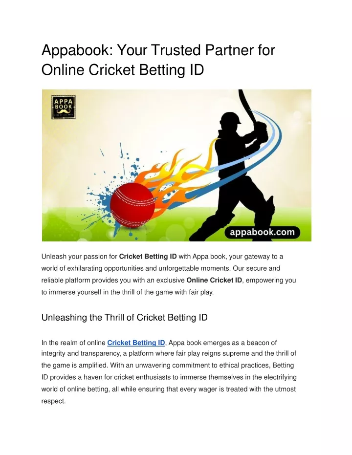 appabook your trusted partner for online cricket betting id