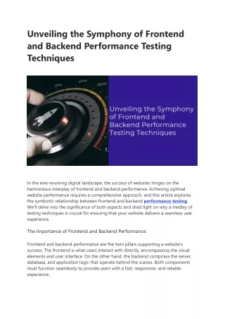 unveiling the symphony of frontend and backend