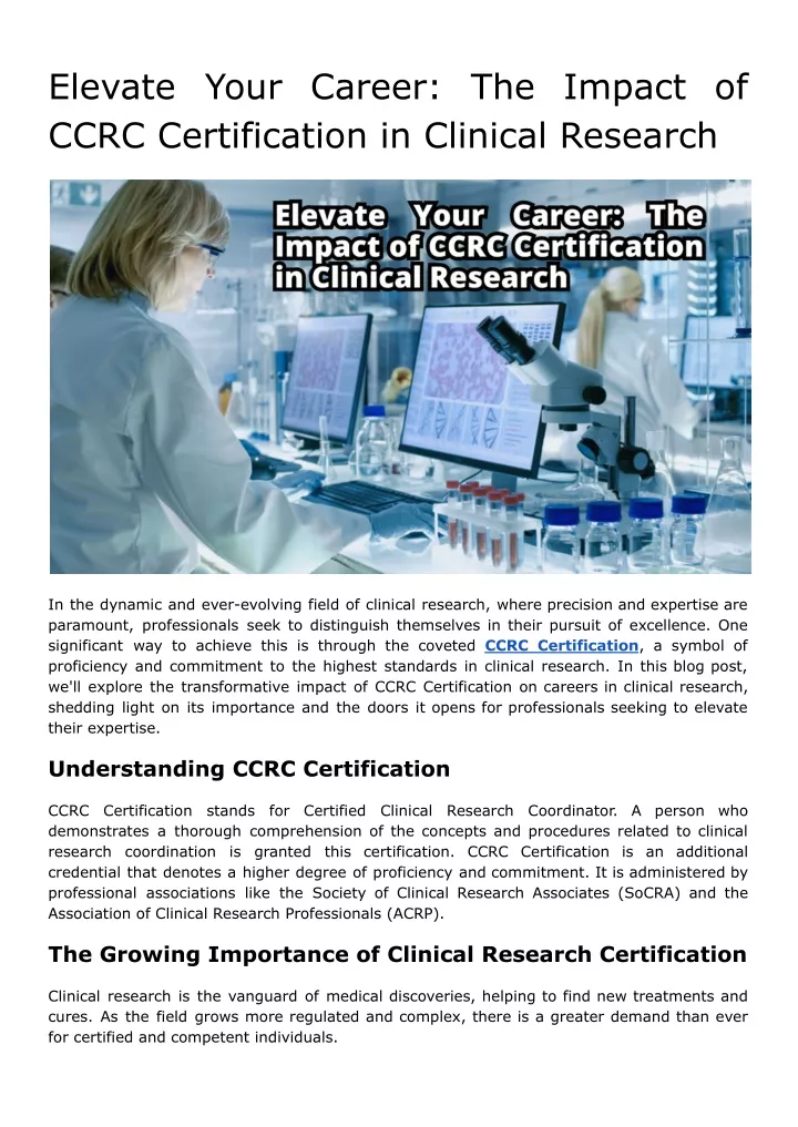 elevate your career the impact of ccrc