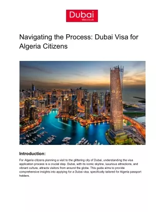 Navigating the Process: Dubai Visa for Algeria Citizens