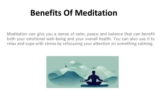Benefits Of meditation