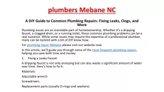 plumbers Mebane NC
