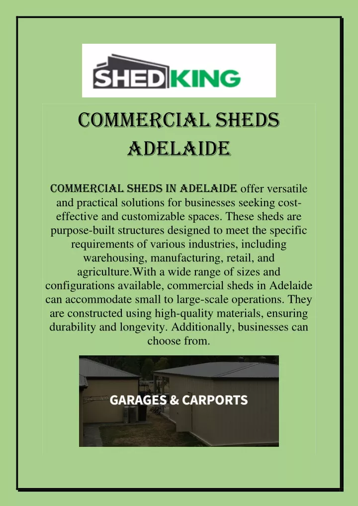 commercial sheds adelaide