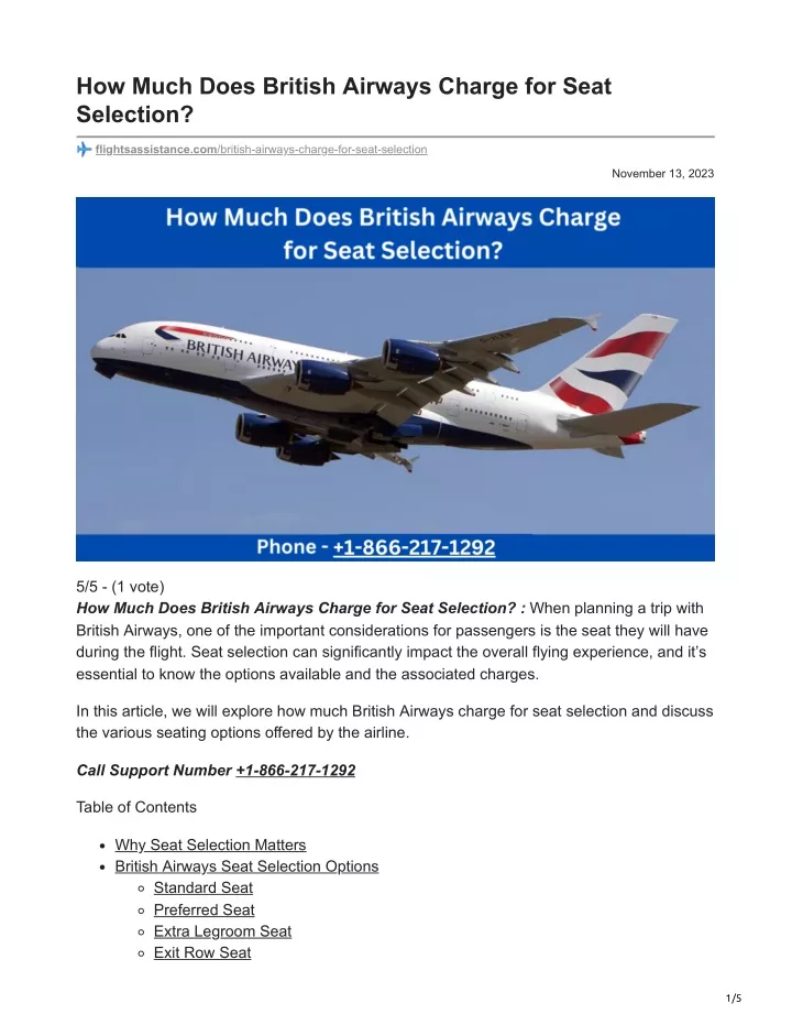 how much does british airways charge for seat