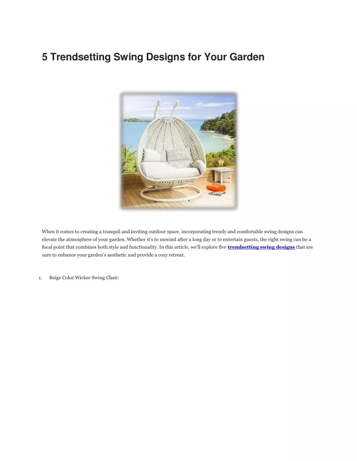 5 trendsetting swing designs for your garden