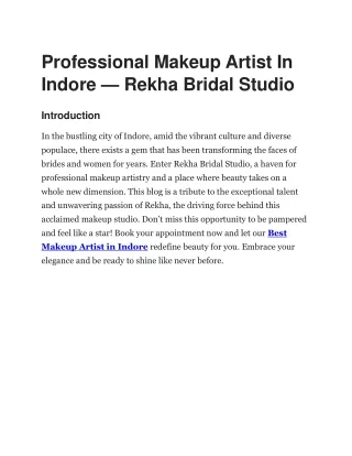 Professional Makeup Artist In Indore — Rekha Bridal Studio