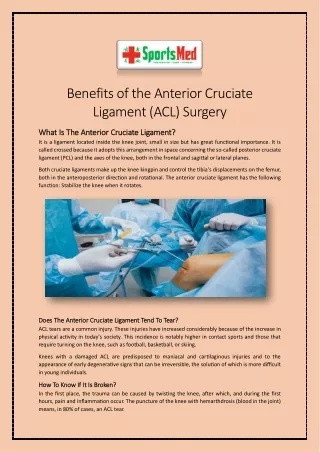 Benefits of the Anterior Cruciate Ligament