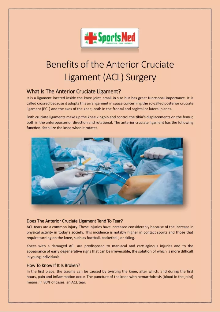 benefits of the anterior cruciate ligament