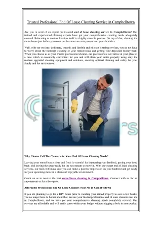 trusted professional end of lease cleaning