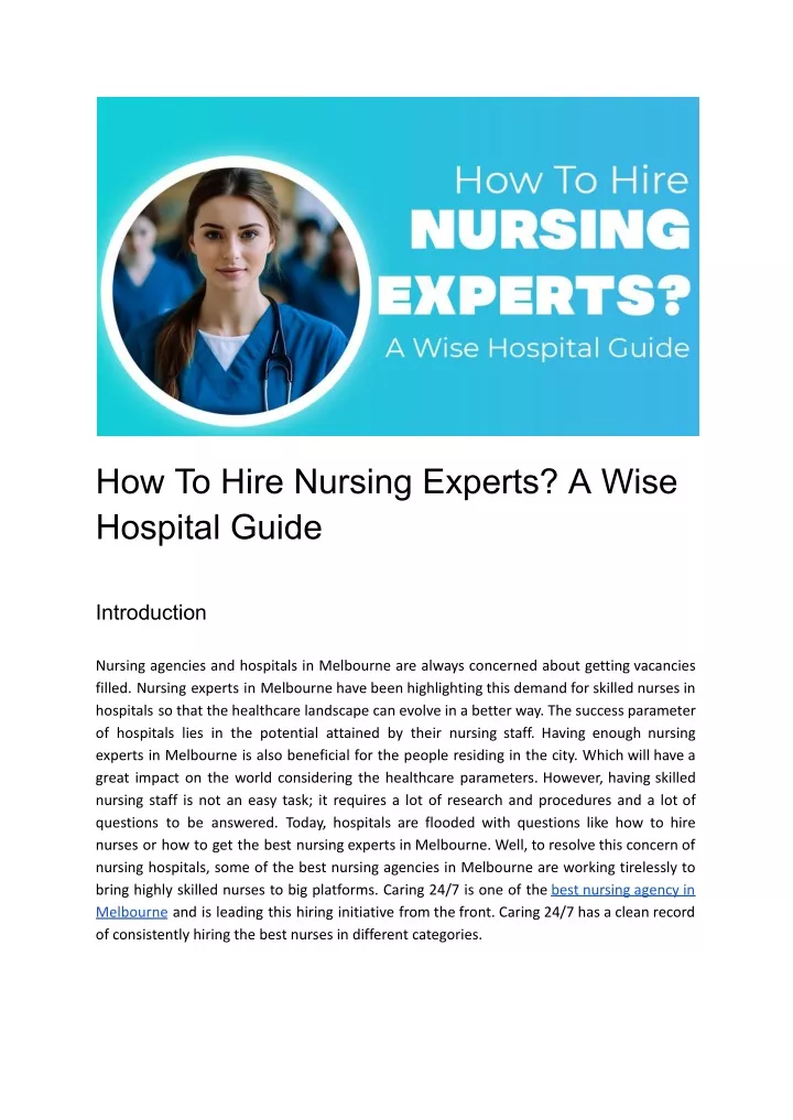 how to hire nursing experts a wise hospital guide