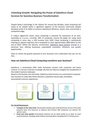 Unlocking Growth: Navigating the Power of Salesforce Cloud Services for Seamless