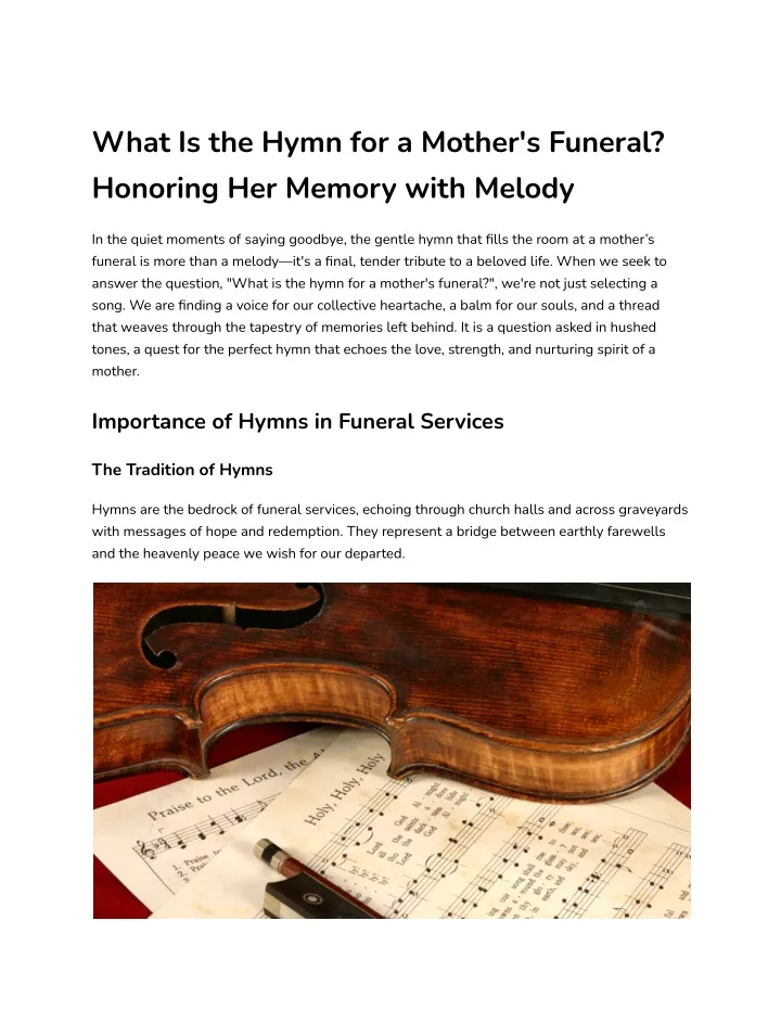 what is the hymn for a mother s funeral honoring