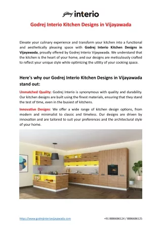 Godrej Interio Kitchen Designs in Vijayawada