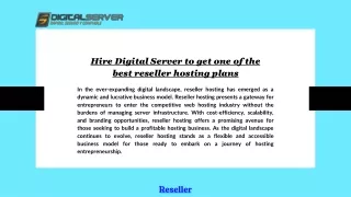 Hire Digital Server to get one of the best reseller hosting plans