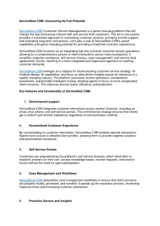 servicenow csm uncovering its full potential