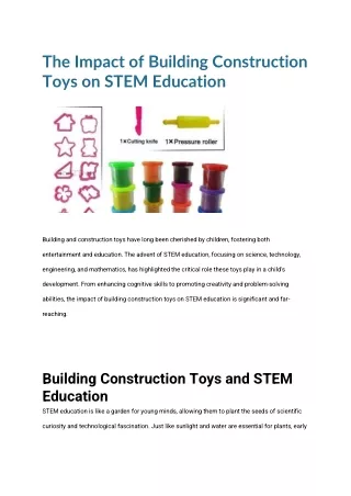 The Impact of Building Construction Toys on STEM Education