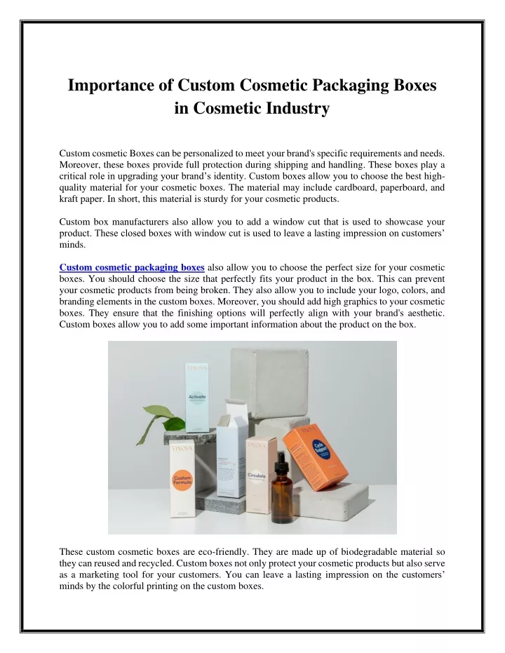 importance of custom cosmetic packaging boxes