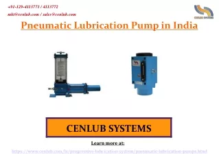 The Finest Pneumatic Lubrication Pump in India