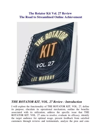 The Rotator Kit Vol. 27 Review: The Road to Streamlined Online Achievement
