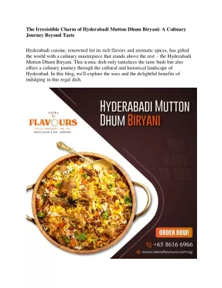 Hyderabadi Mutton Dhum Biryani