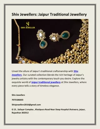 Shiv Jewellers Jaipur Traditional Jewellery