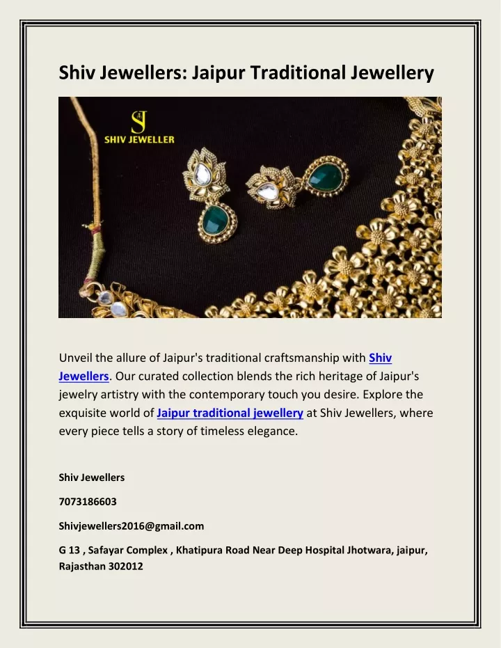 shiv jewellers jaipur traditional jewellery