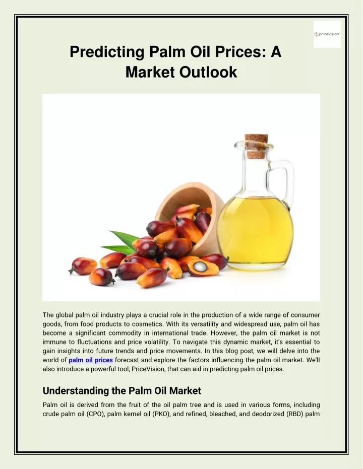 predicting palm oil prices a market outlook