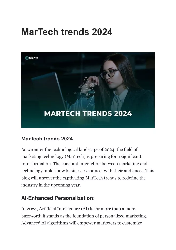 PPT MarTech trends 2024 PowerPoint Presentation, free download ID