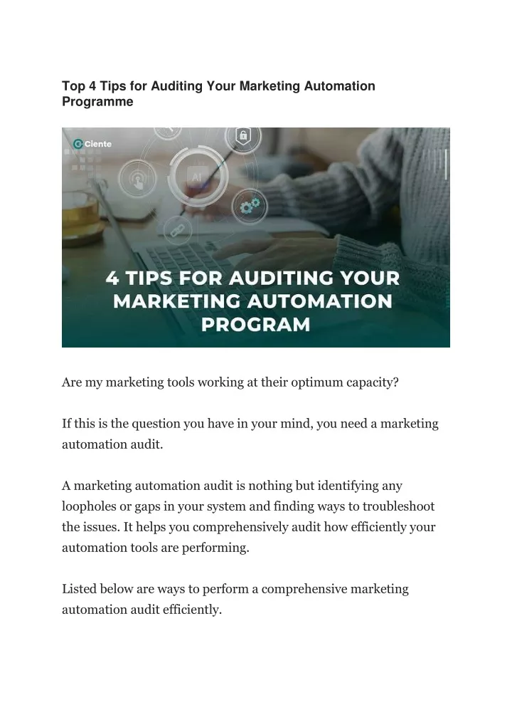 top 4 tips for auditing your marketing automation