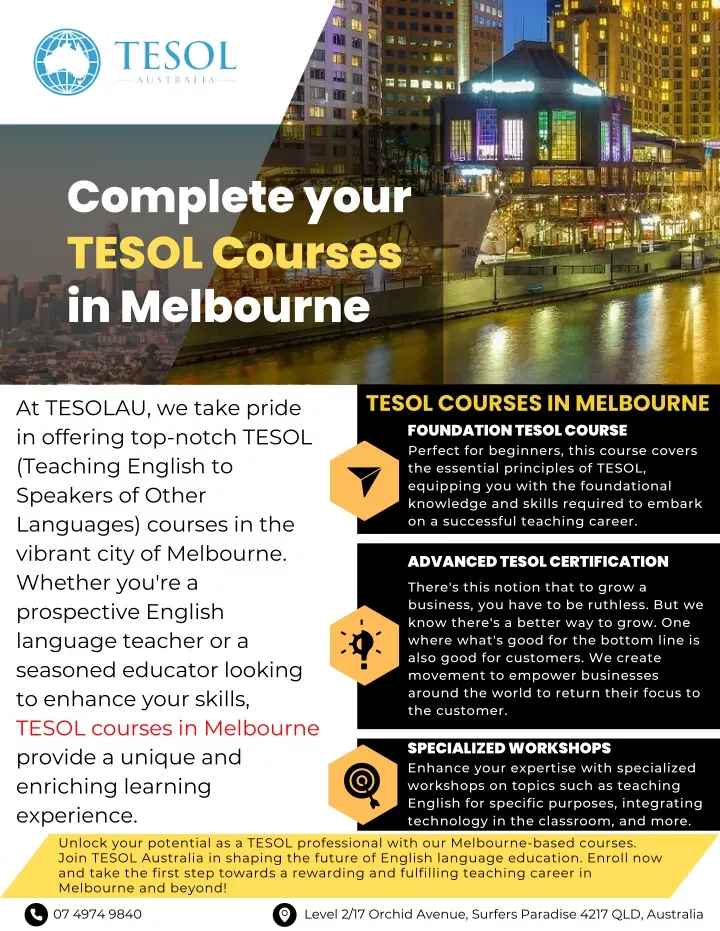 complete your tesol courses in melbourne