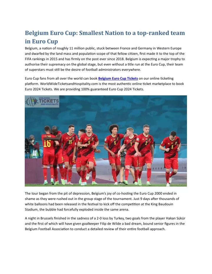 belgium euro cup smallest nation to a top ranked