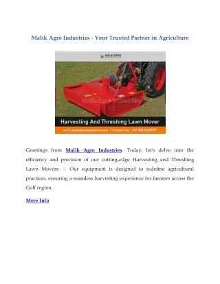 Malik Agro Industries - Your Trusted Partner in Agriculture