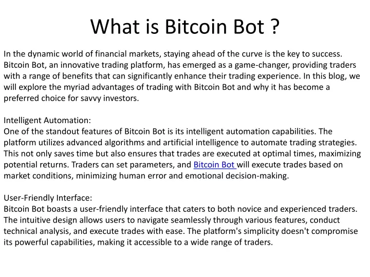 what is bitcoin bot