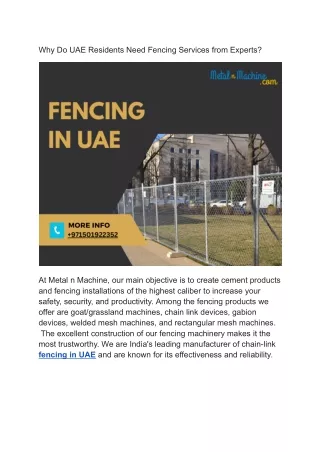 Why Do UAE Residents Need Fencing Services from Experts_