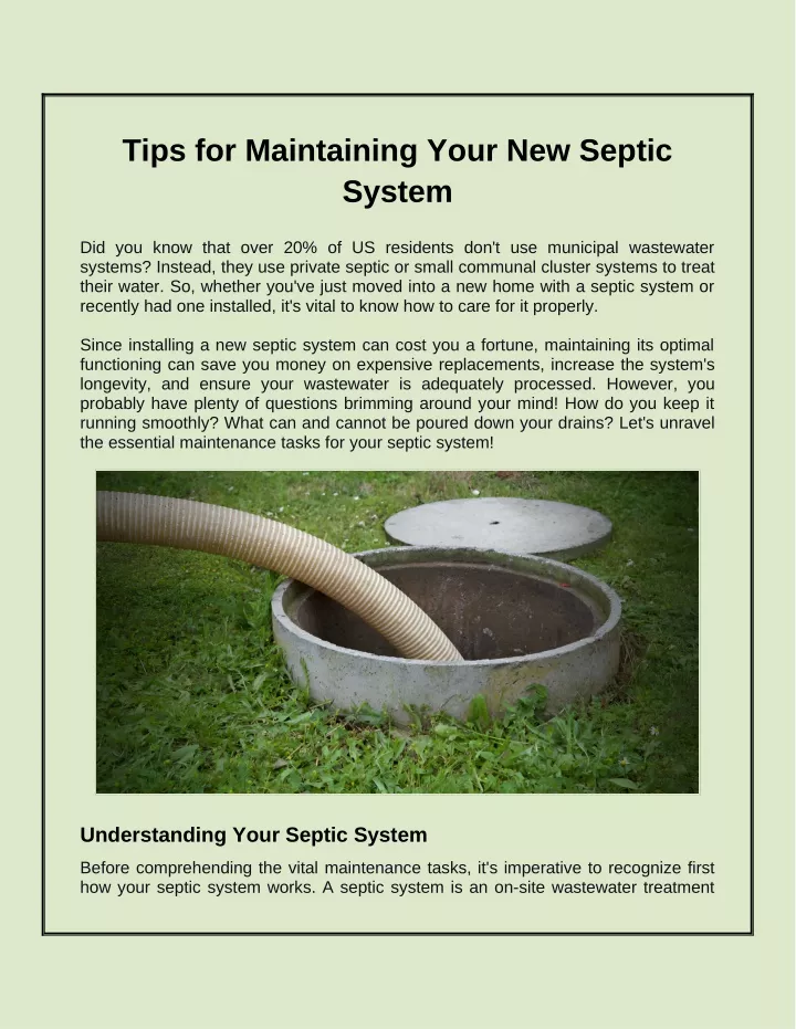 tips for maintaining your new septic system