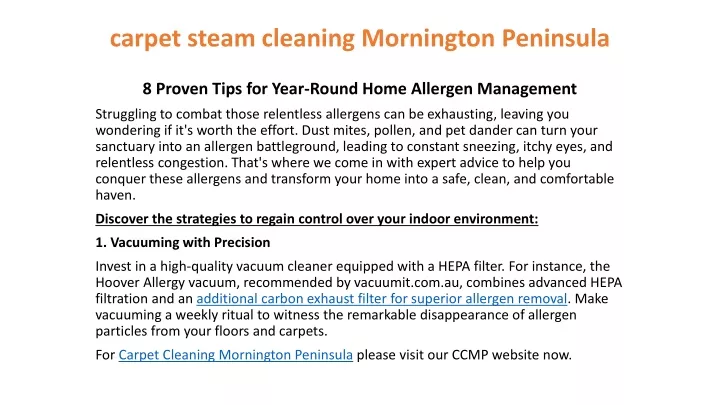 carpet steam cleaning mornington peninsula