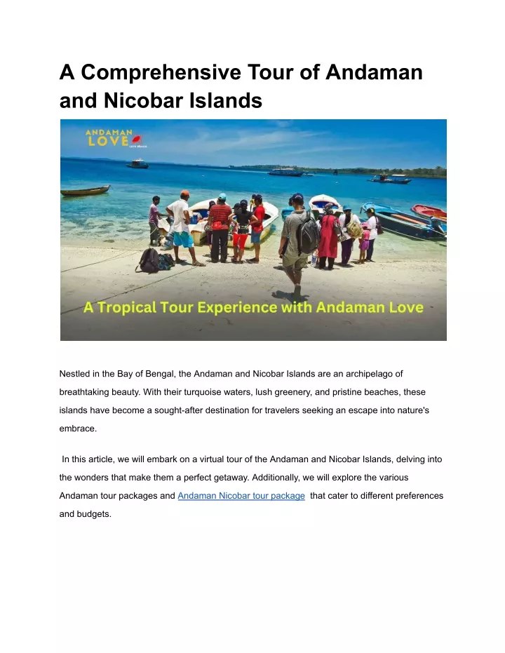 a comprehensive tour of andaman and nicobar