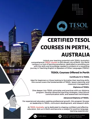 Certified TESOL Courses in Perth, Australia